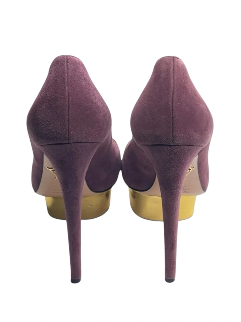 Charlotte Olympia 𒀭 Dolly Puttin On The Glitz Stiletto Platform Heels 𒀭Purple